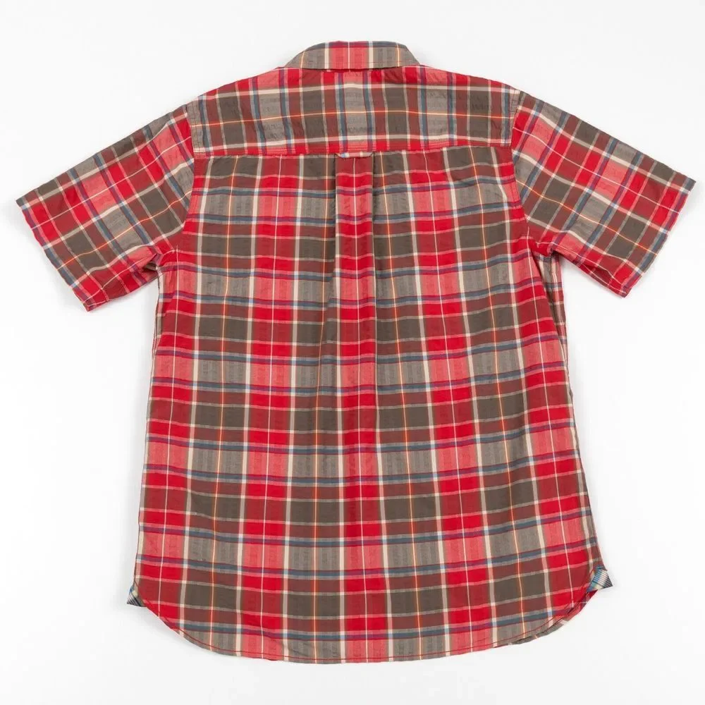 The North Face Men's Red Multicolor Plaid‎ Short Sleeve Hiking Shirt Medium